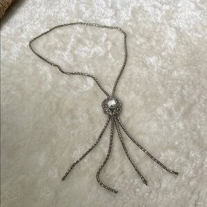 Silver Tassel Necklace with Fringe Pendant
